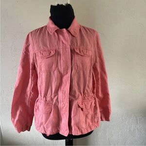 Talbots cotton-blend cinched utility jacket coral pink Large